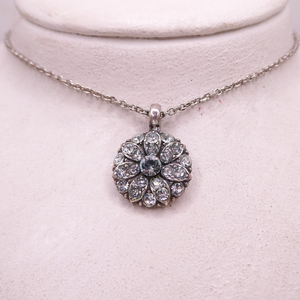 Mariana Rhinestone Guardian Angel Adjustable 19" Rhinestone Flower Necklace